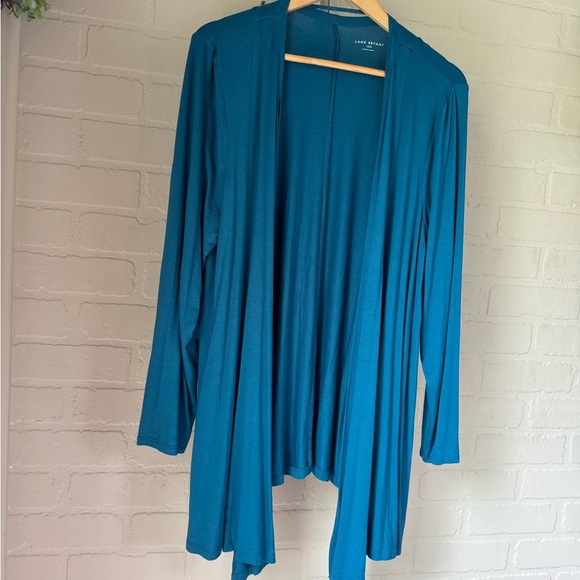 Lane Bryant cardigan green Blue teal Draped NEW 18 20 size stretch long sleeve - Picture 1 of 4